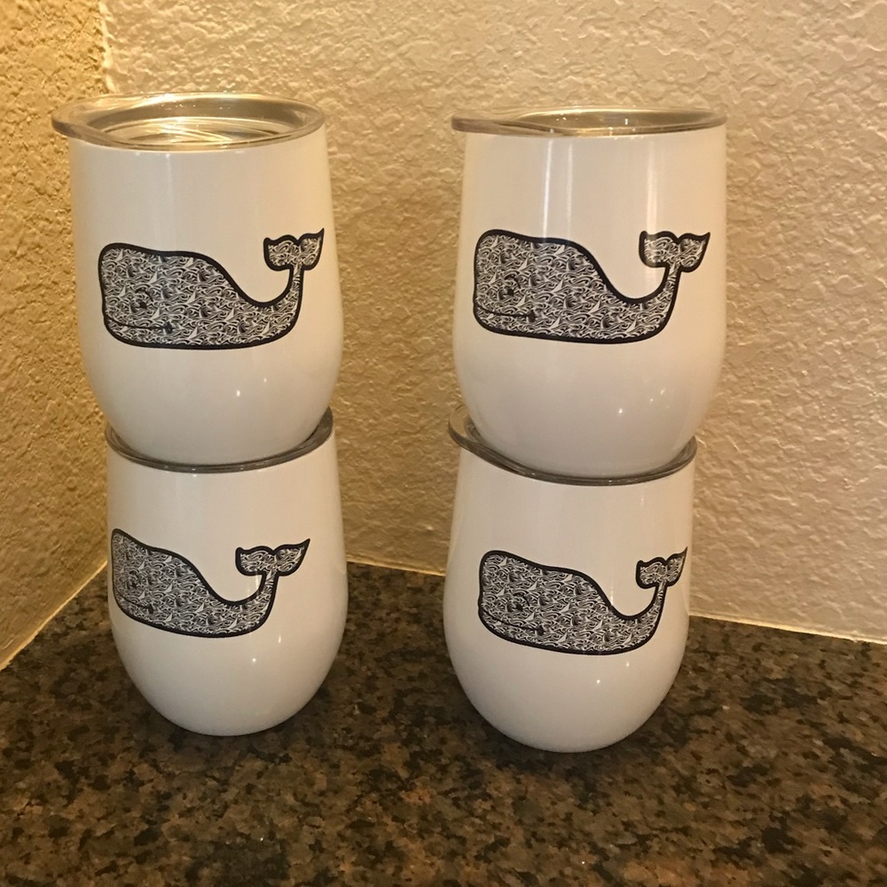 Vineyard Vines, lidded wine cups. Set of 4. New!